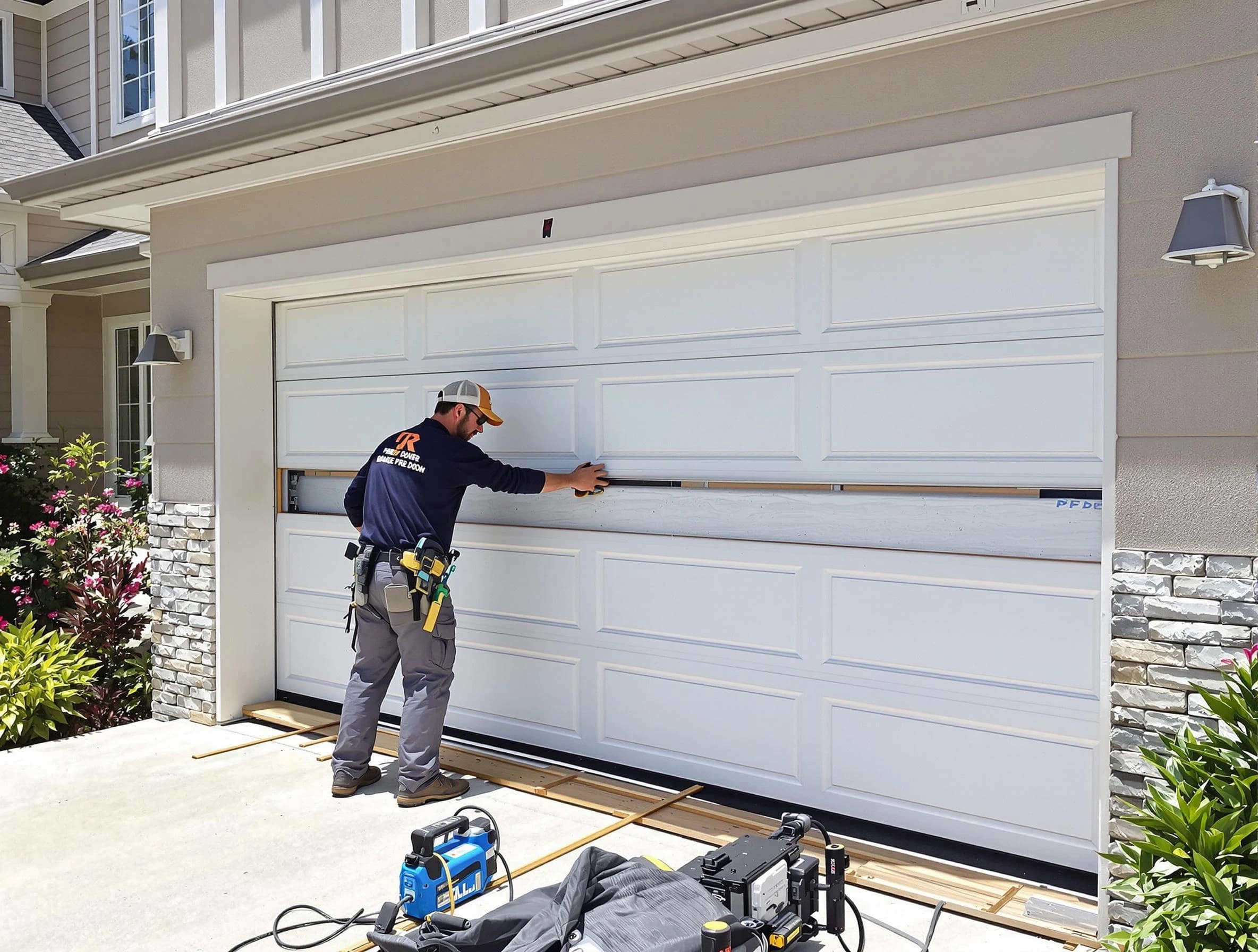 Peoria Garage Door Repair team performing complete garage door replacement at Peoria residence