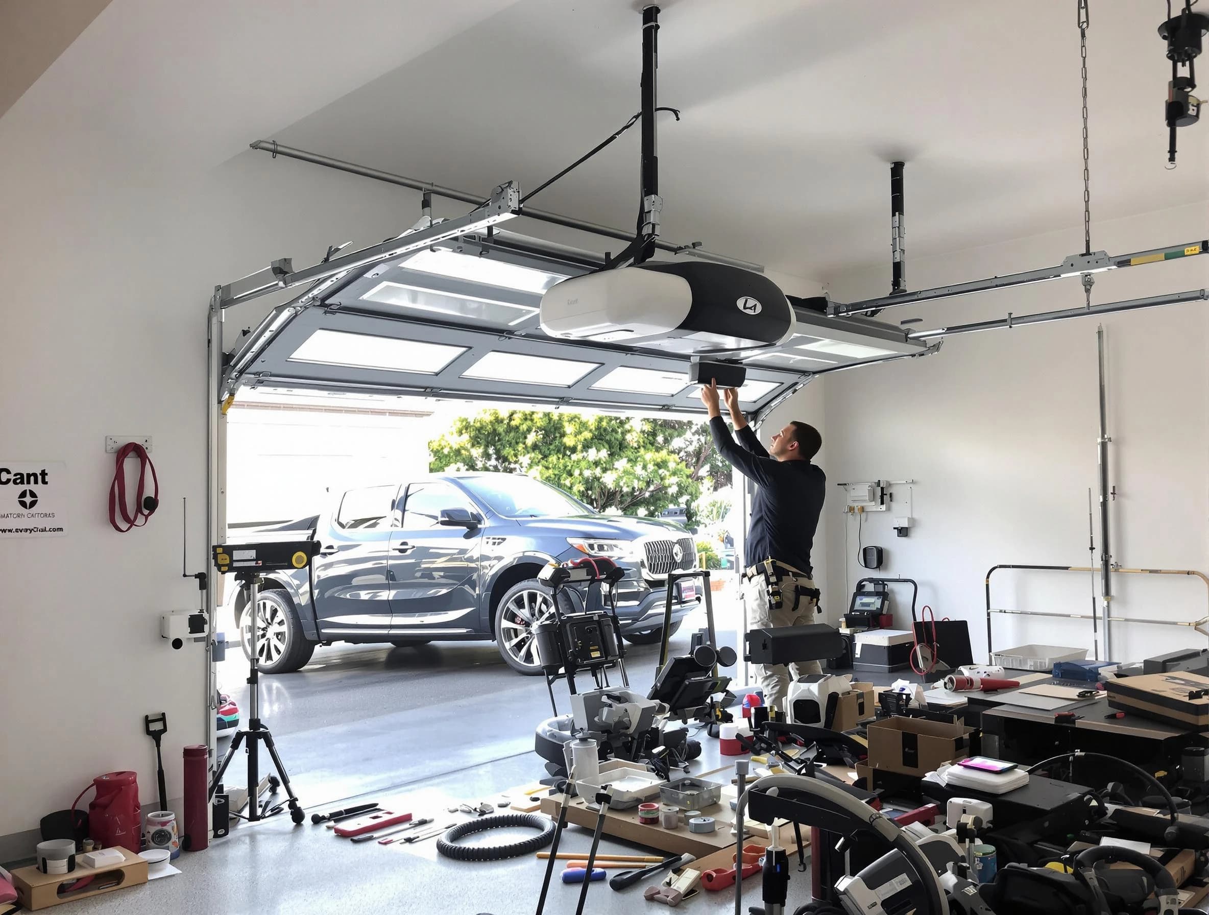 Peoria Garage Door Repair specialist installing smart garage door opener system in Peoria home