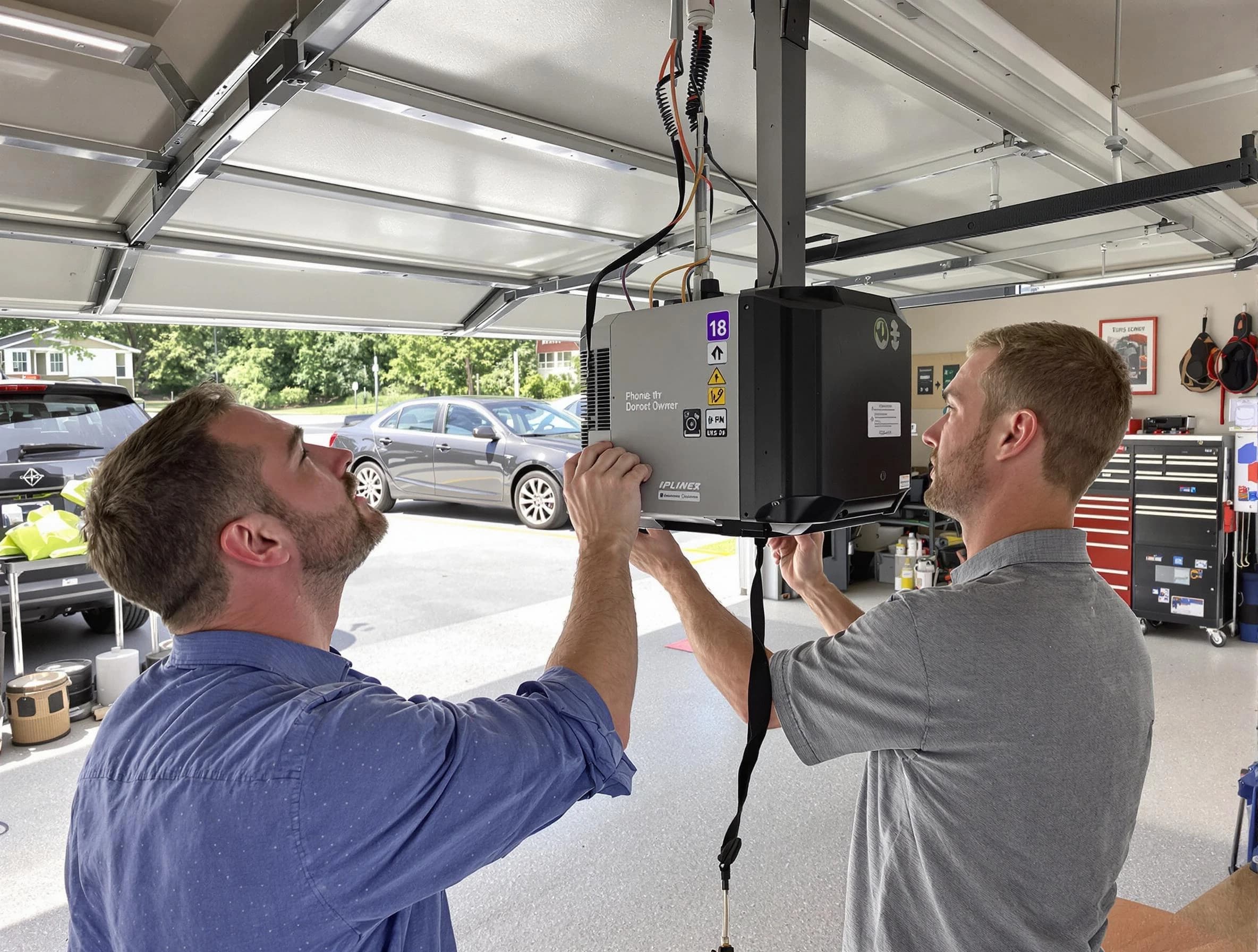 Peoria Garage Door Repair technician installing garage door opener in Peoria