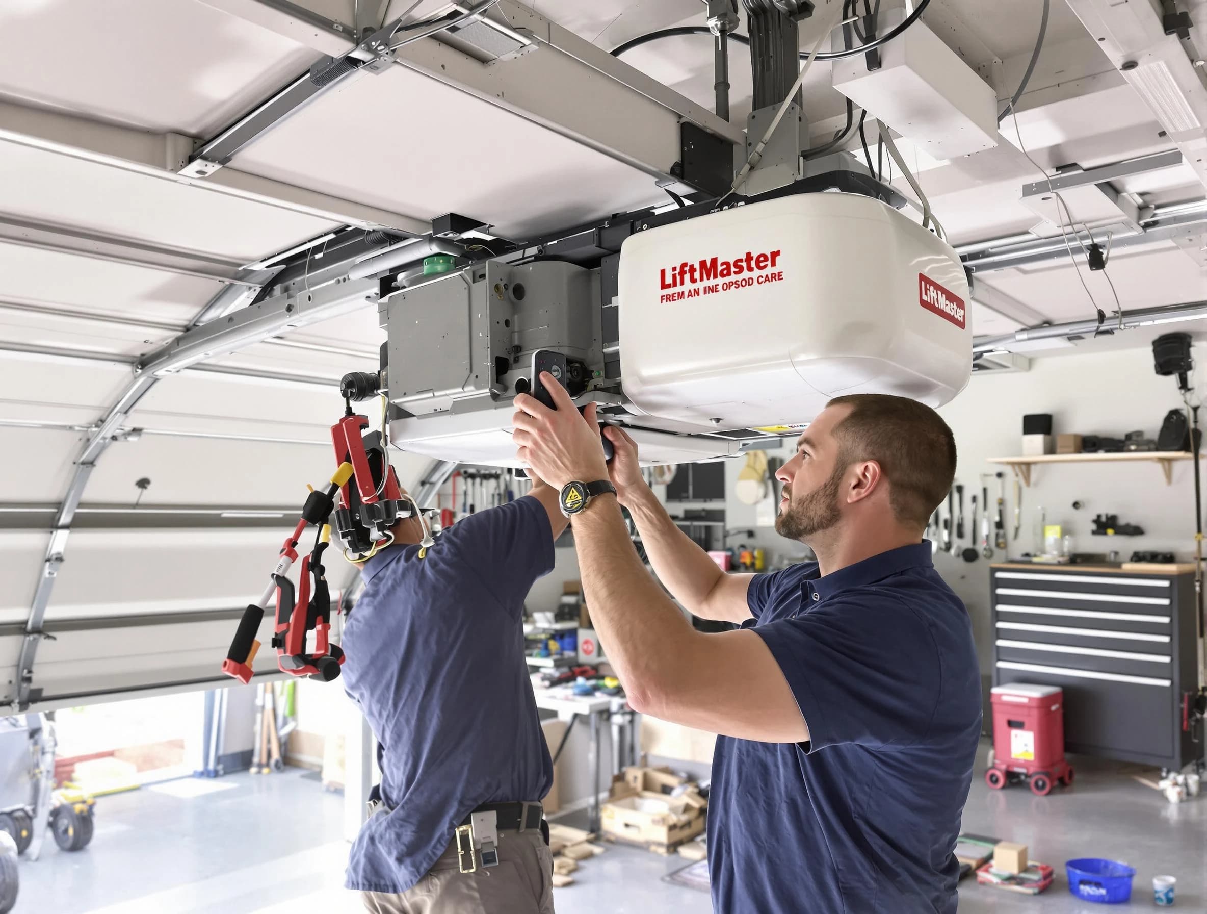 Peoria Garage Door Repair technician performing advanced diagnostics on garage opener in Peoria