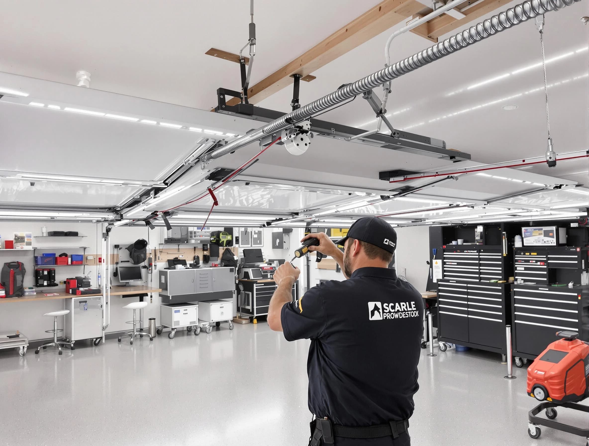 Peoria Garage Door Repair technician repairing overhead garage door in Peoria
