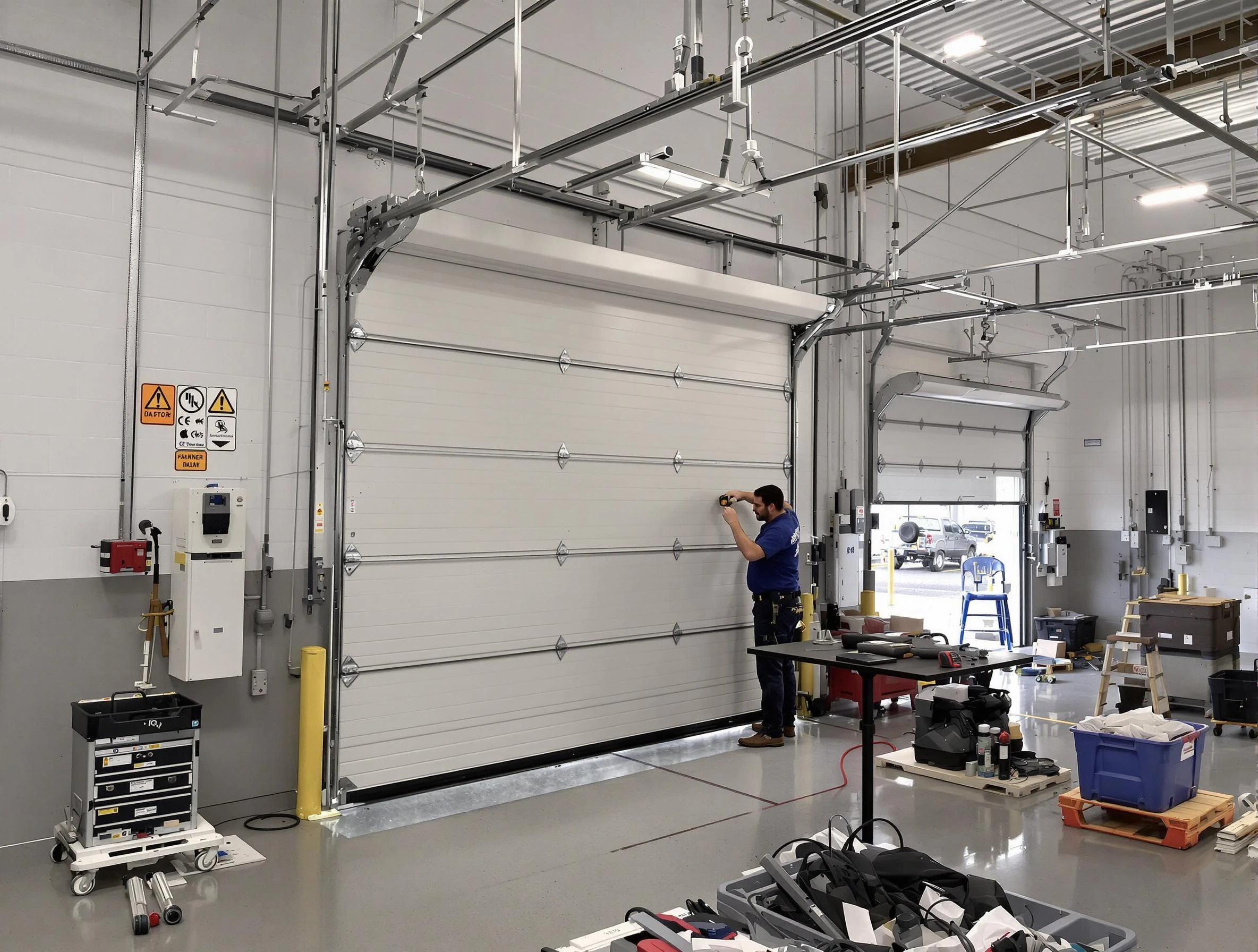 Commercial garage door repair being performed by Peoria Garage Door Repair expert in Peoria