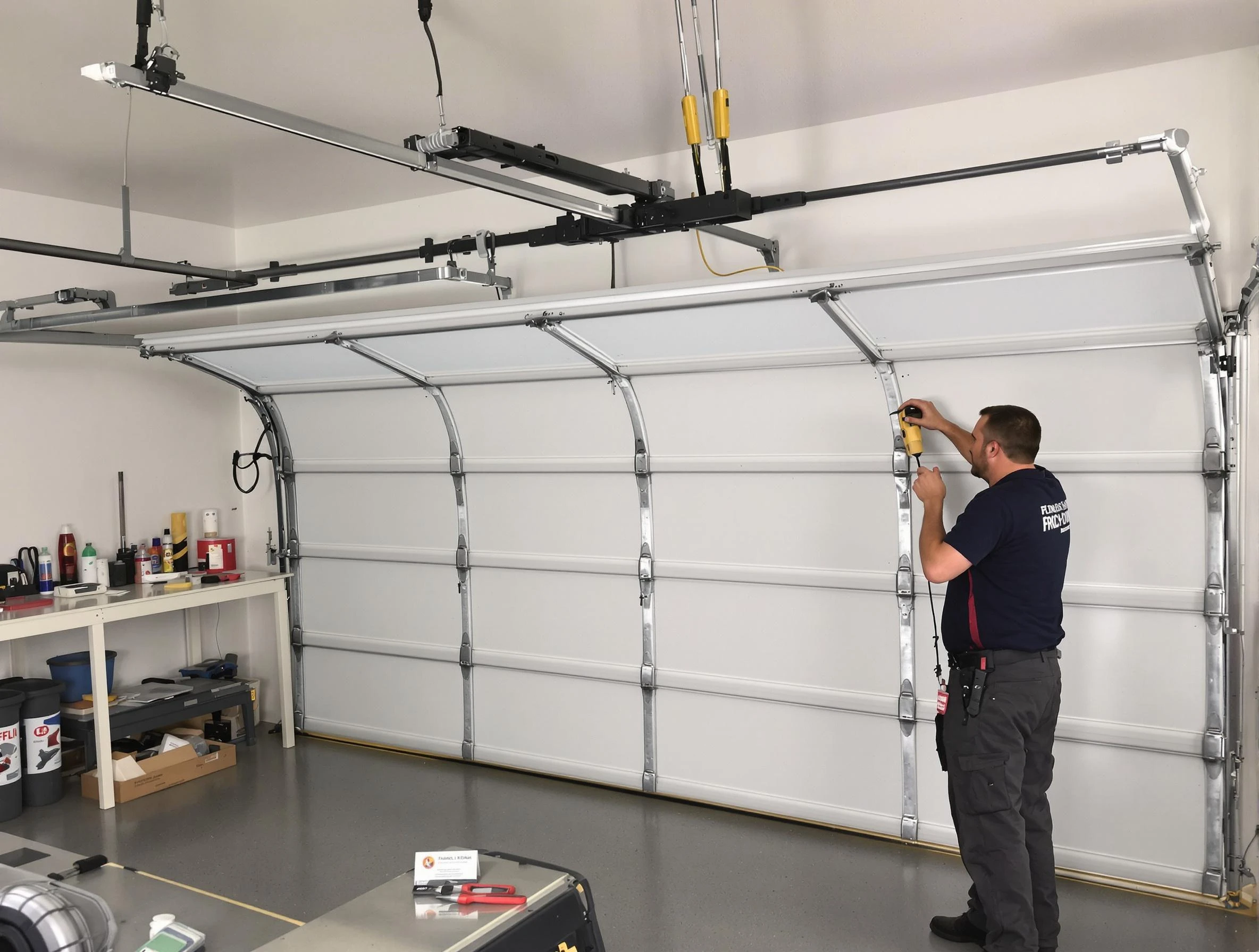 Peoria Garage Door Repair certified technician performing overhead door system repair in Peoria