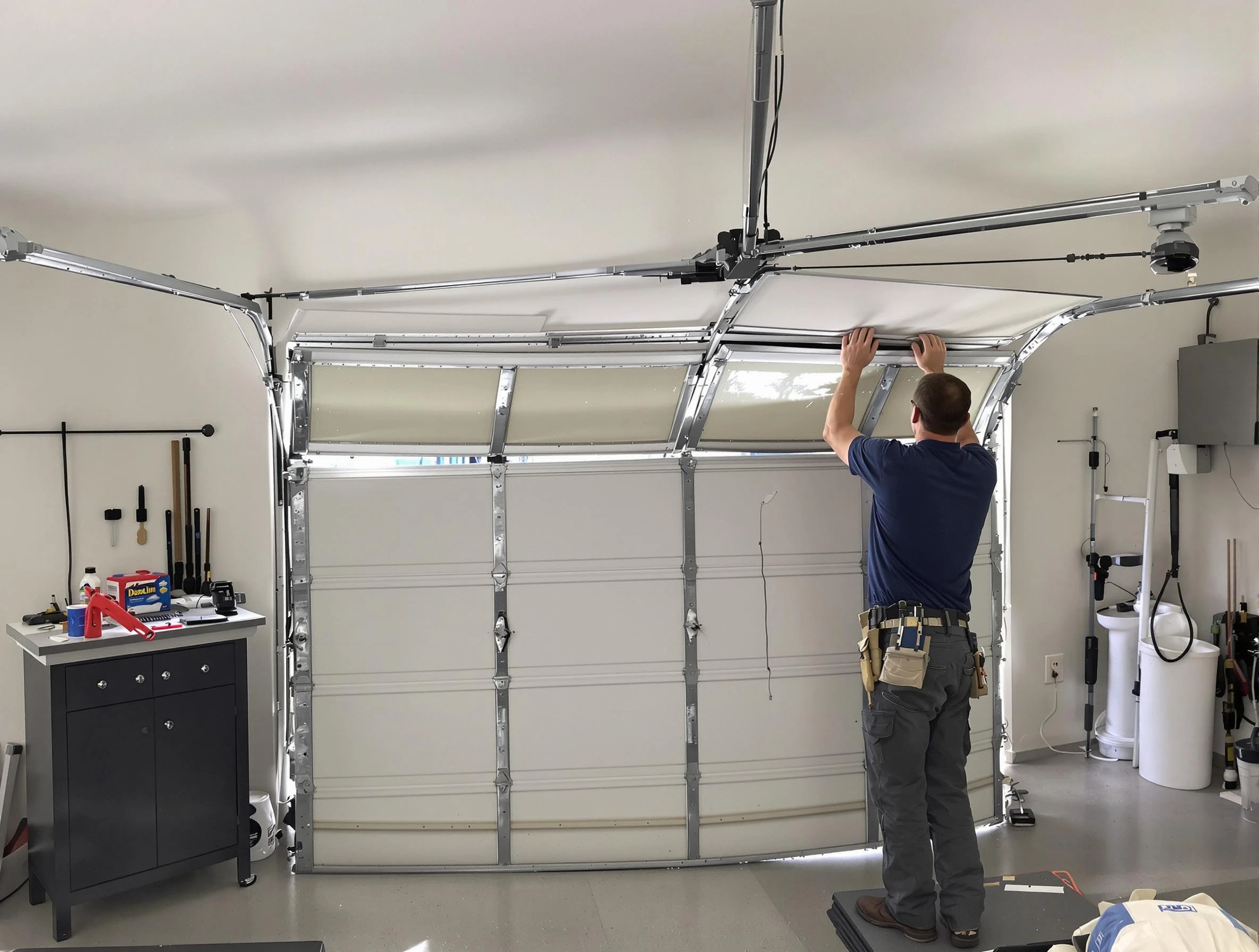 Peoria Garage Door Repair specialist performing precise section replacement on Peoria garage door